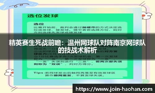 精英赛生死战前瞻：温州网球队对阵南京网球队的技战术解析